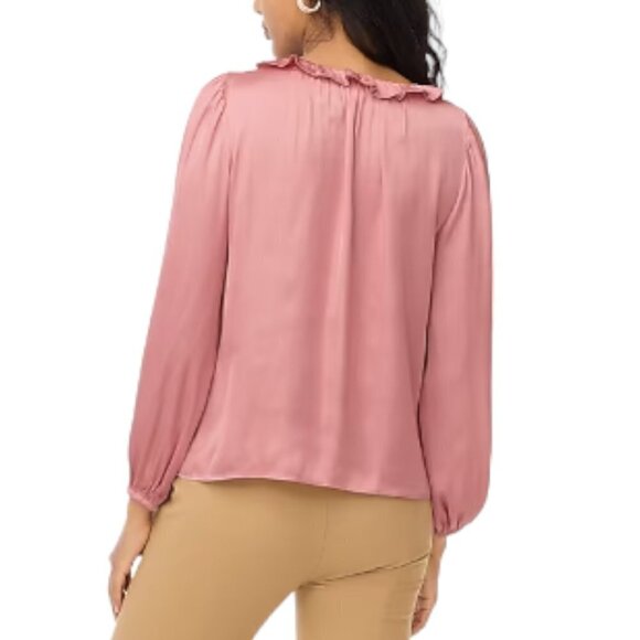 J. Crew Ruffleneck Top Blouse, Rose Blush Pink - Picture 4 of 5